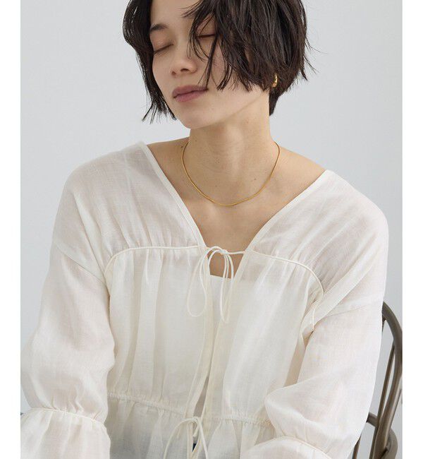 SALON adam et rope'「【WEB限定】シアーラミーカルゼギャザーブラウス / イージーケア」|シャツ・ブラウス|