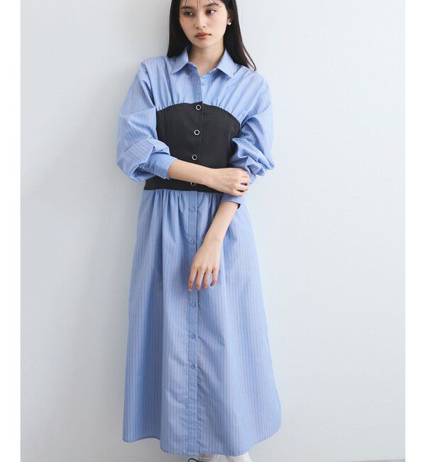 VIS「【洗える】ビスチェドッキングライクワンピース」|ワンピース|サックス