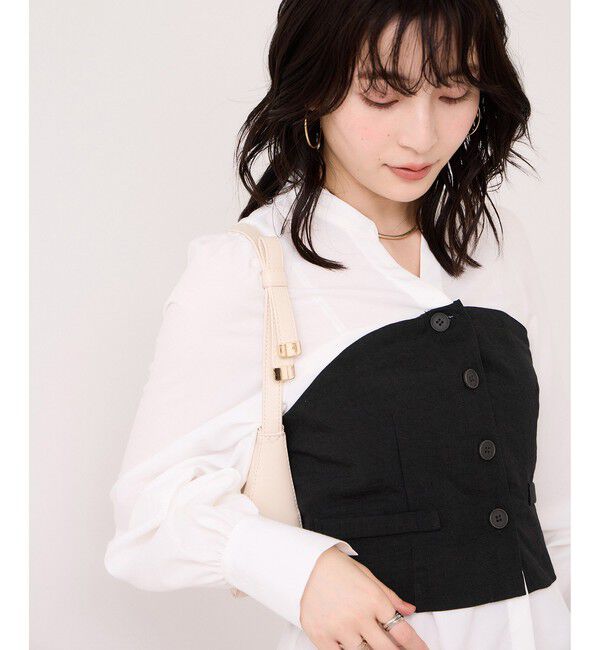 VIS「美easy前開きビスチェドッキングシャツ/イージーケア・接触冷感・セットアップ対応」|シャツ・ブラウス|ブラック(01)