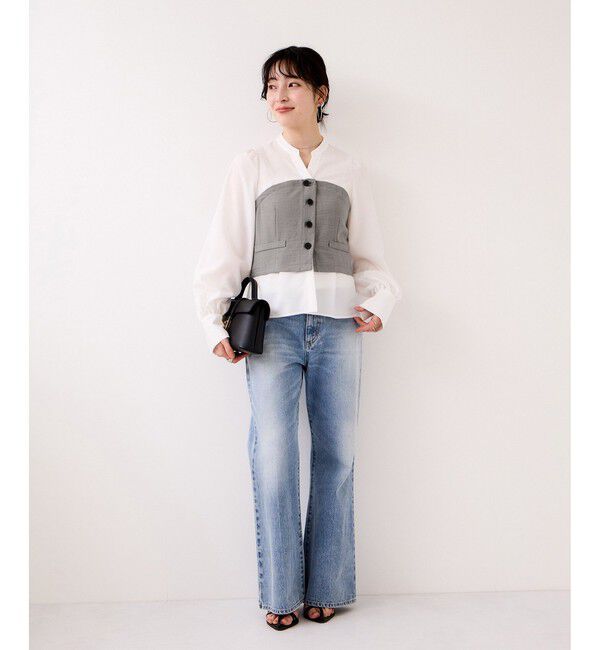 VIS「美easy前開きビスチェドッキングシャツ/イージーケア・接触冷感・セットアップ対応」|シャツ・ブラウス|