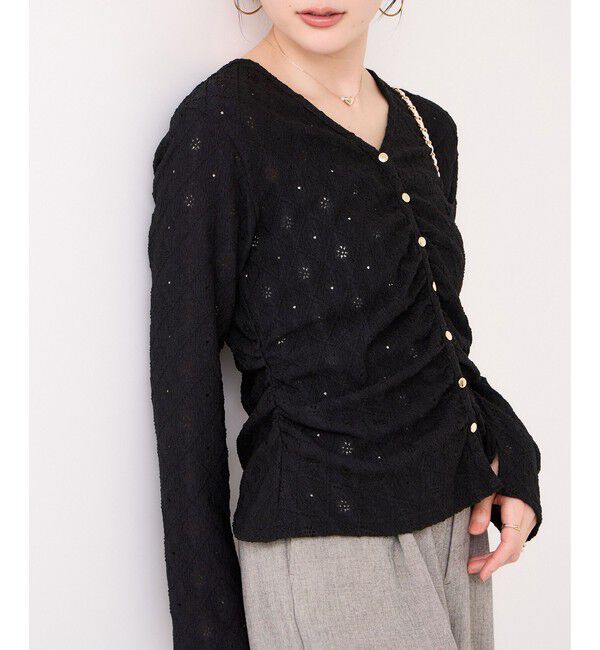 VIS「フラワージャガードカットカーディガン/2WAY・イージーケア」|カーディガン|