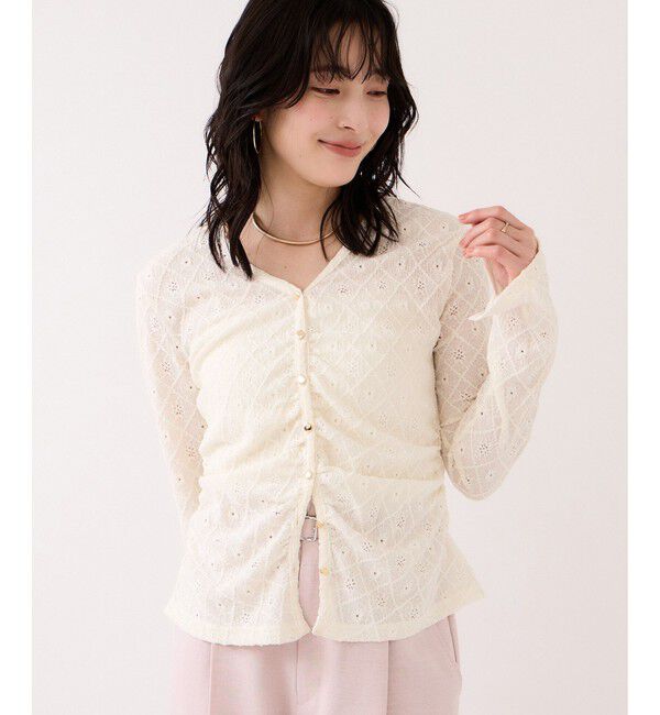 VIS「フラワージャガードカットカーディガン/2WAY・イージーケア」|カーディガン|