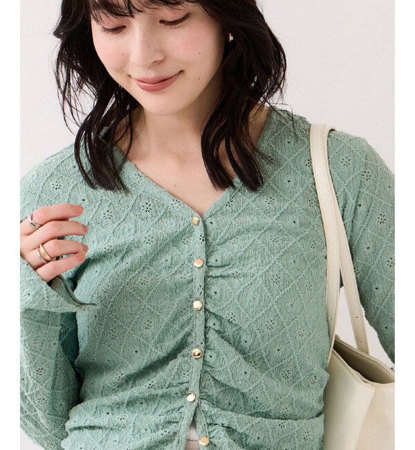 VIS「フラワージャガードカットカーディガン/2WAY・イージーケア」|カーディガン|