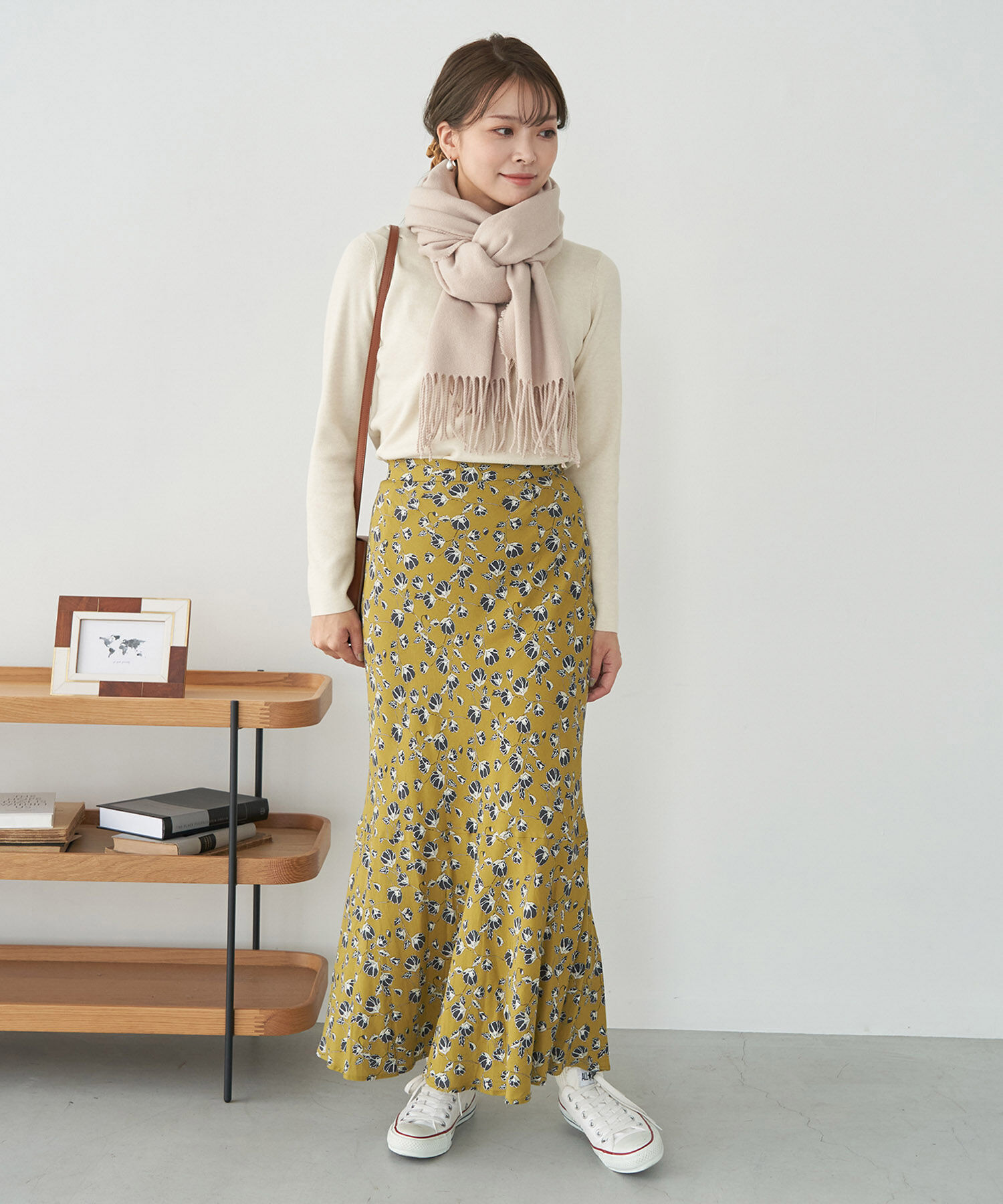 Rope&rsquo;Picnic「ドット/花柄麻混マーメイドスカート」|スカート|