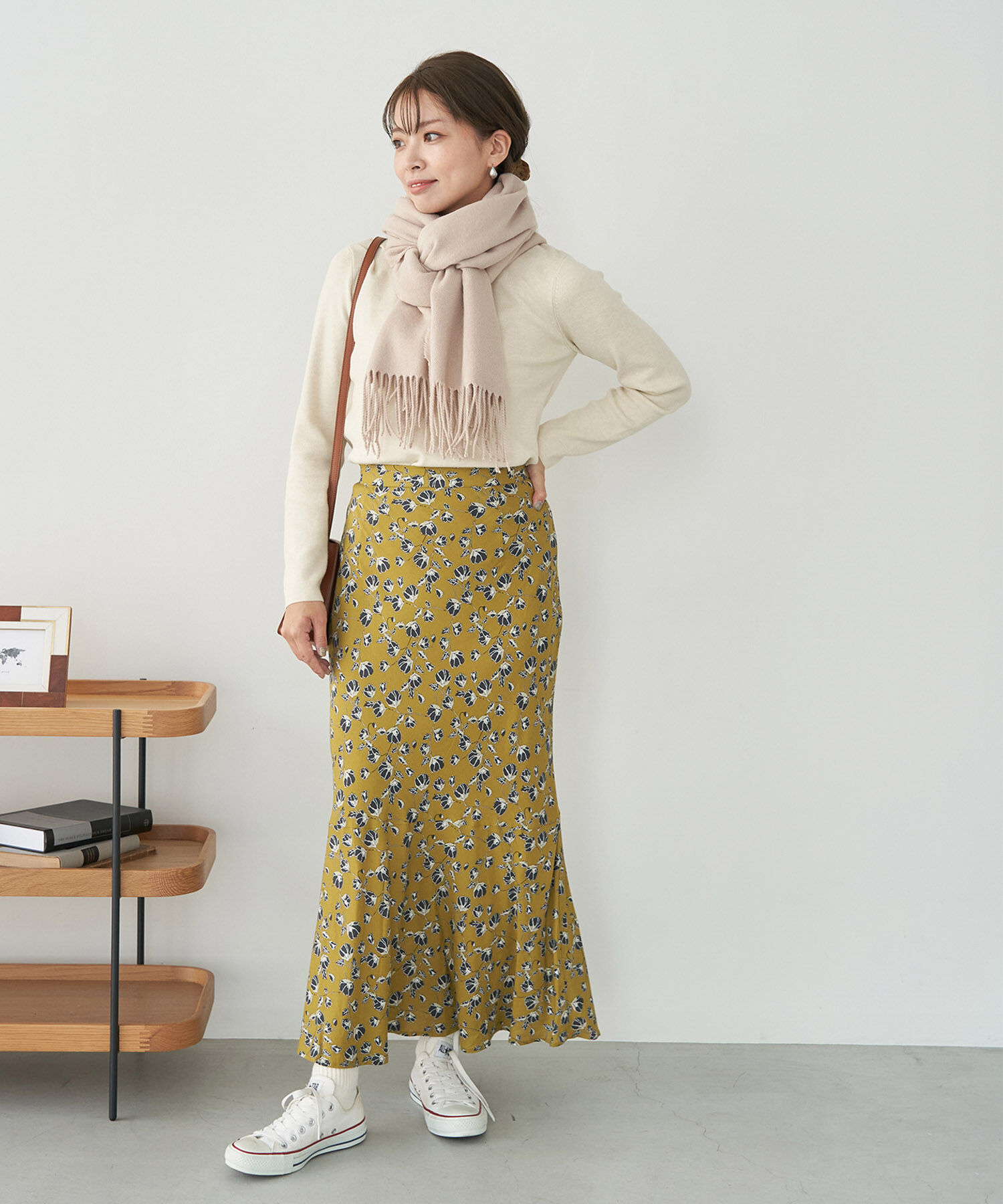 Rope&rsquo;Picnic「ドット/花柄麻混マーメイドスカート」|スカート|