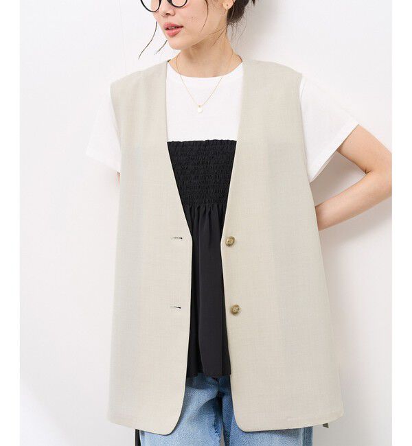 Rope&rsquo;Picnic「【抗菌防臭・接触冷感・UVカット】カナパノースーリーブジレ/セットアップ対応」|ベスト・ジレ|