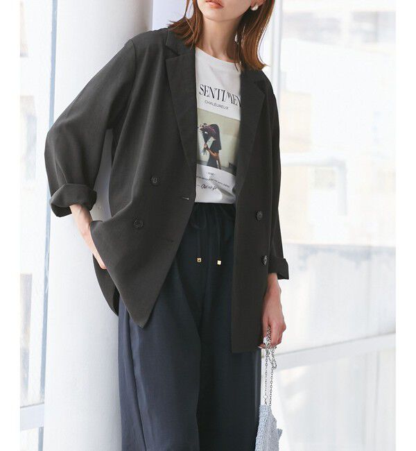 Rope&rsquo;Picnic「【接触冷感・UVカット・速乾】【リネンライク・シリーズ】シアーテーラードジャケット/セットアップ対応」|テーラードジャケット|