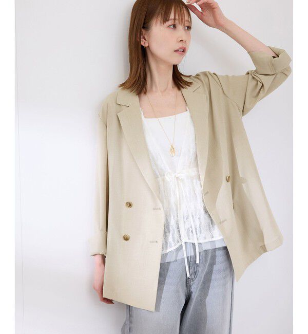 Rope&rsquo;Picnic「【接触冷感・UVカット・速乾】【リネンライク・シリーズ】シアーテーラードジャケット/セットアップ対応」|テーラードジャケット|