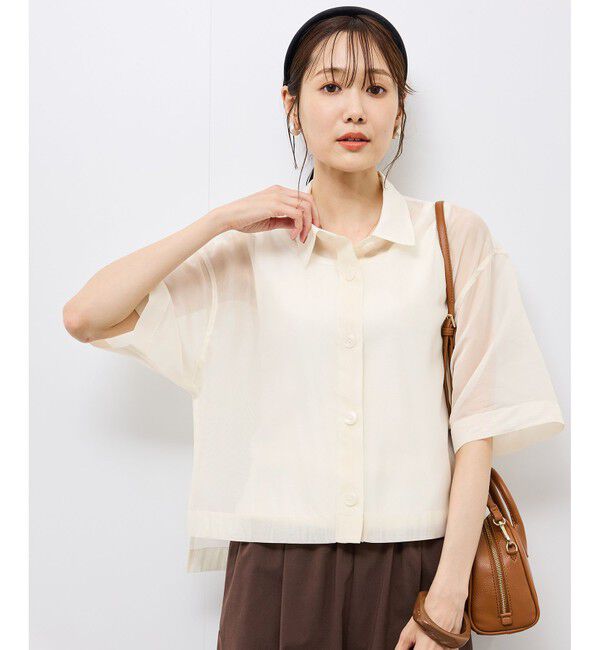 Rope&rsquo;Picnic「【接触冷感】ハーフスリーブシアーシャツ」|シャツ・ブラウス|