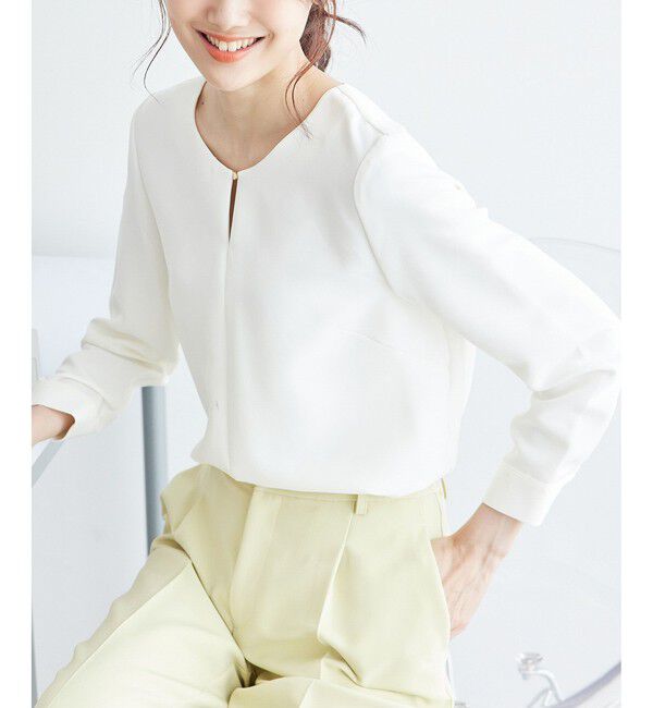 Rope&rsquo;Picnic「360&deg;ウルトラストレッチ フロントホックブラウス/2WAY」|シャツ・ブラウス|ホワイト(10)