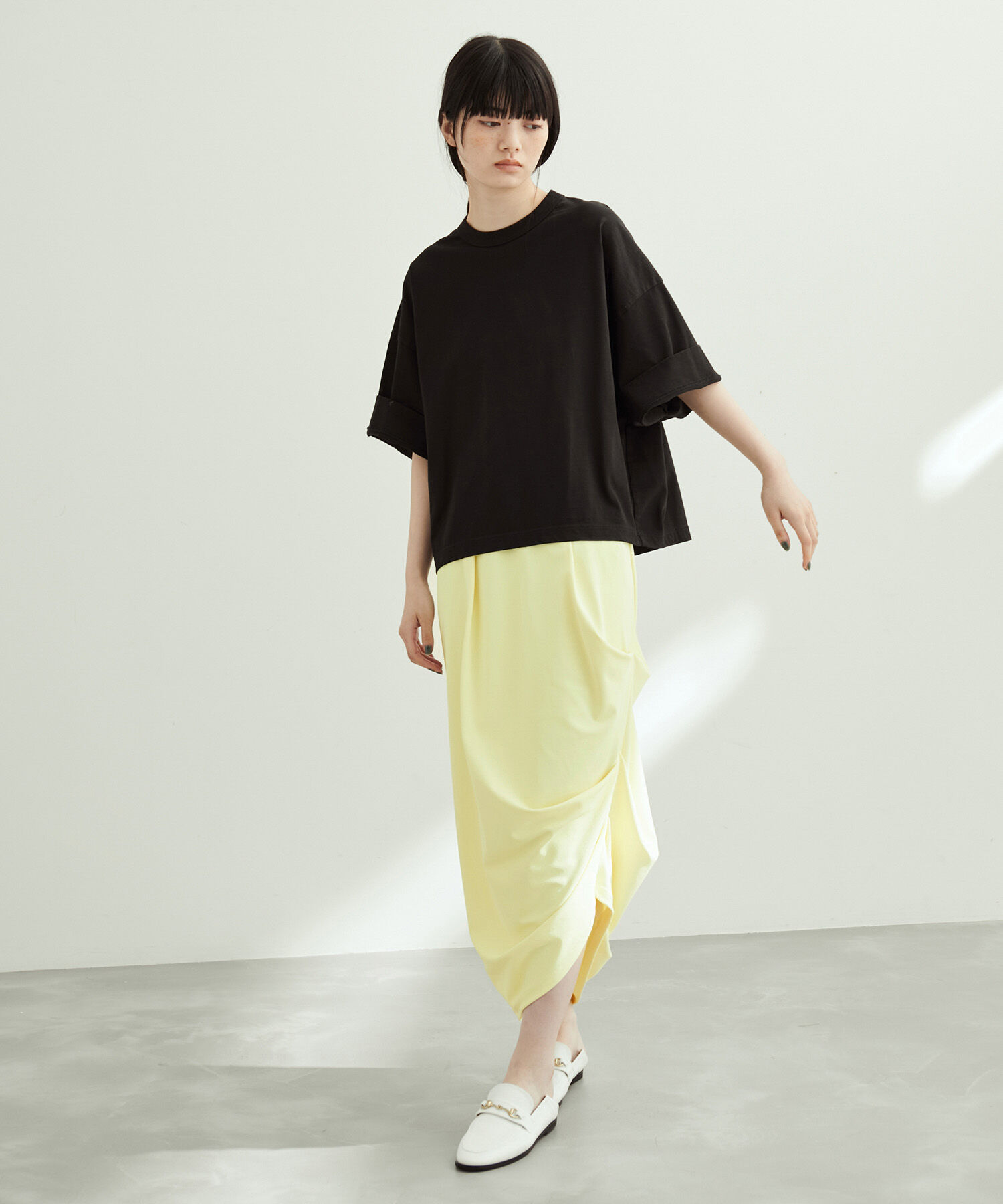 ADAM ET ROPE'「【サステナブル】スムースドレープスカート」|スカート|