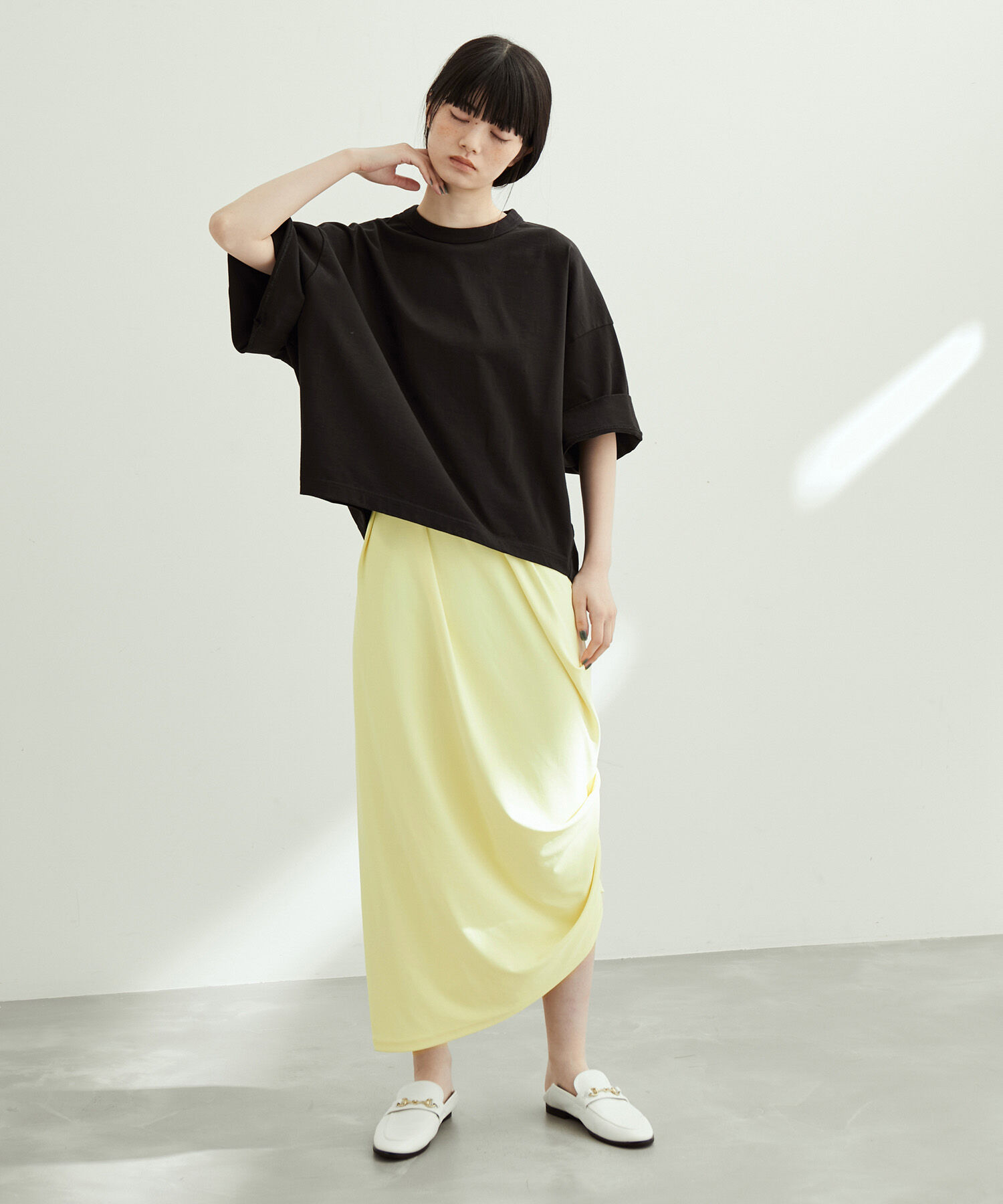 ADAM ET ROPE'「【サステナブル】スムースドレープスカート」|スカート|