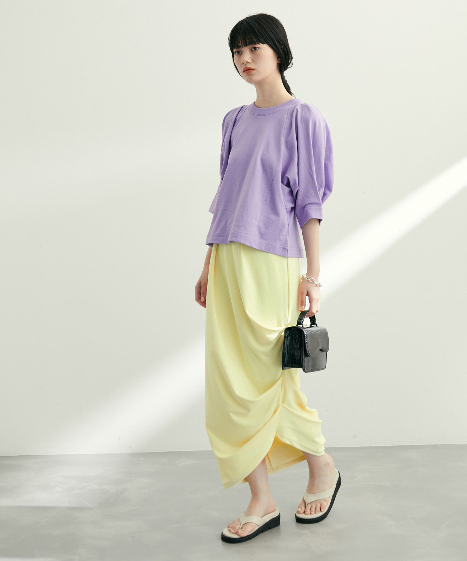 ADAM ET ROPE'「【サステナブル】スムースドレープスカート」|スカート|