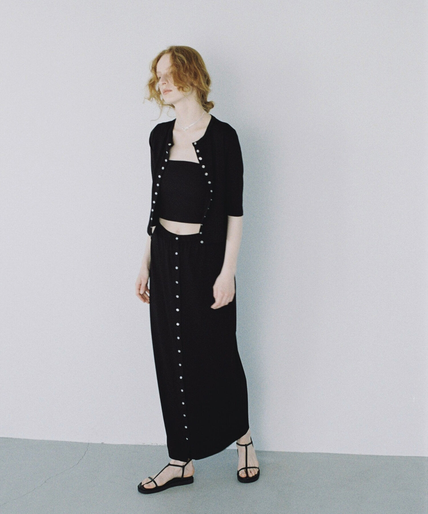 ADAM ET ROPE'「【agnes b. pour ADAM ET ROPE'】JUPE PRESSIONS LONG」|スカート|