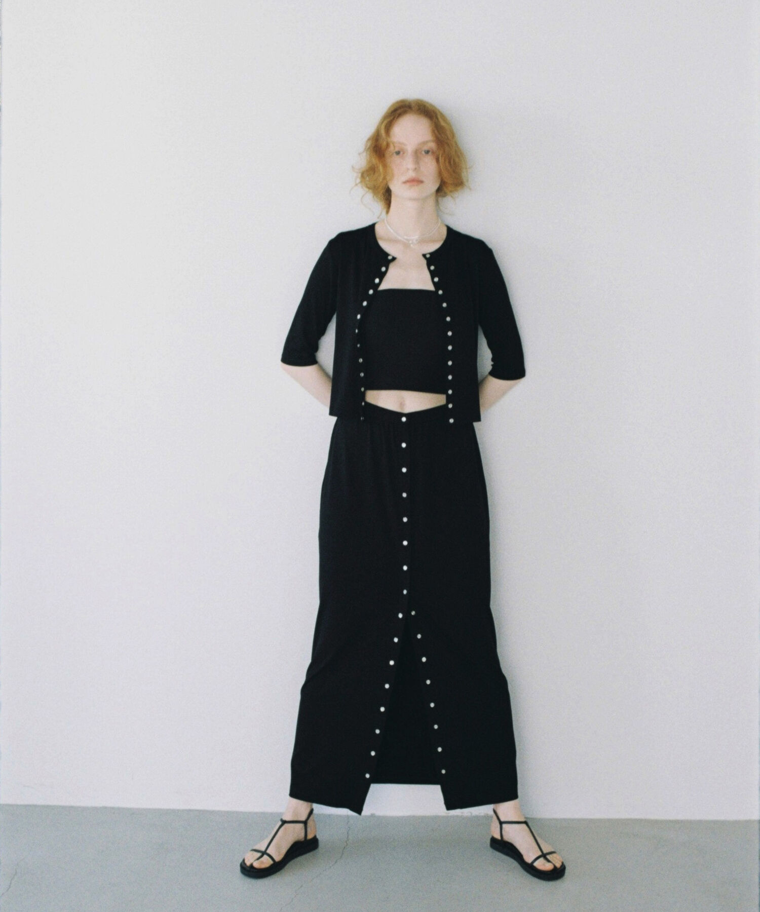 ADAM ET ROPE'「【agnes b. pour ADAM ET ROPE'】JUPE PRESSIONS LONG」|スカート|