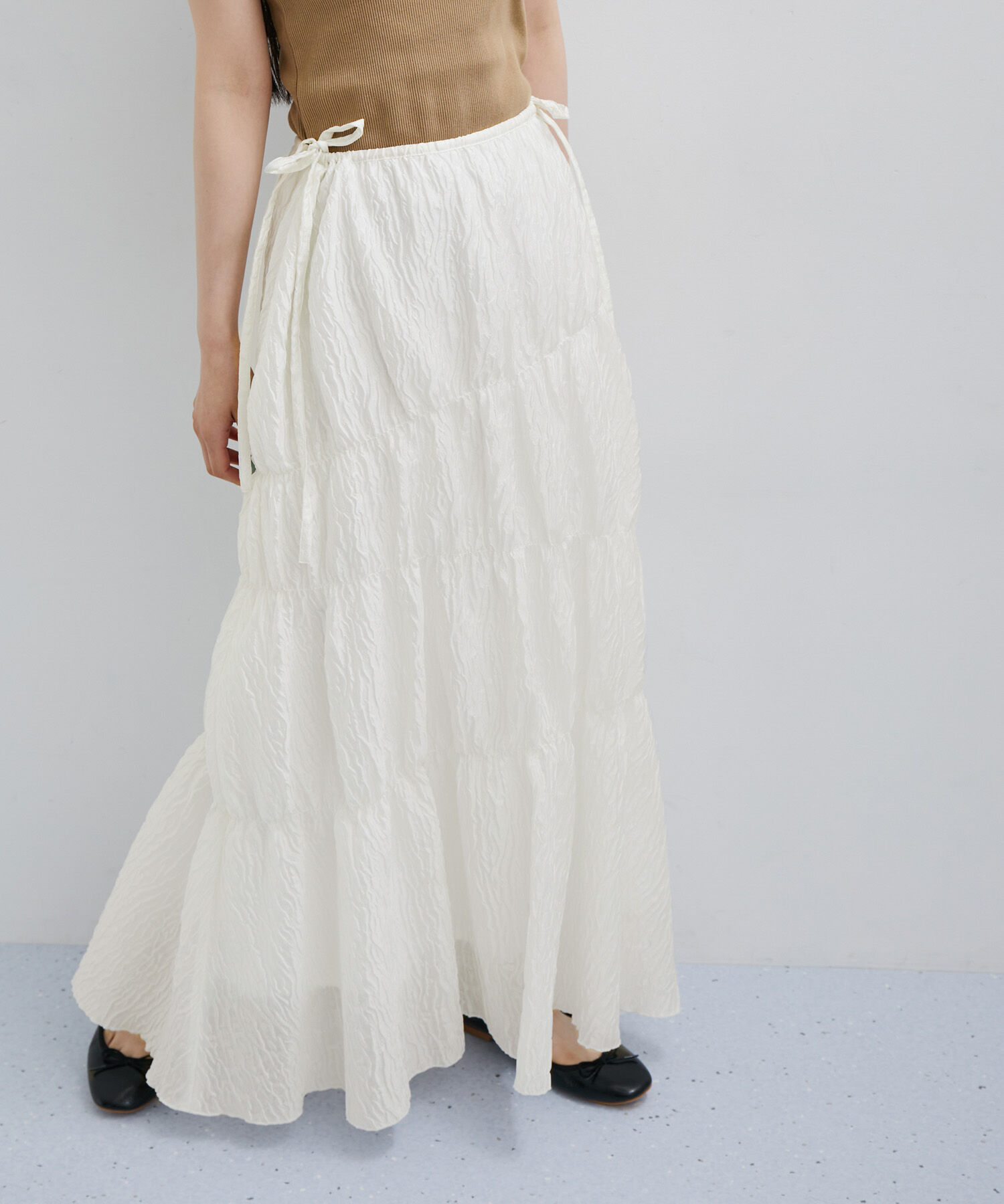 ADAM ET ROPE'「【逸品】フクレジャガードシャーリングスカート」|スカート|ホワイト(10)