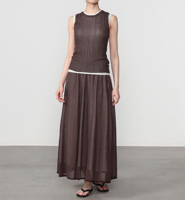 UNFIL「UNFIL | ハイツイストコットン シアー レイヤードスリーブレストップス WOMEN」|ニット・セーター|