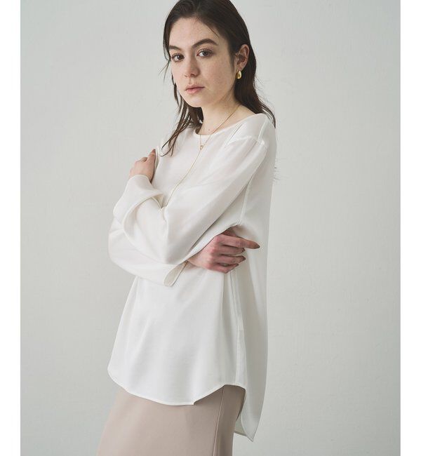 Drawing Numbers「【Drawing Numbers】サテンボートブラウス」|シャツ・ブラウス|