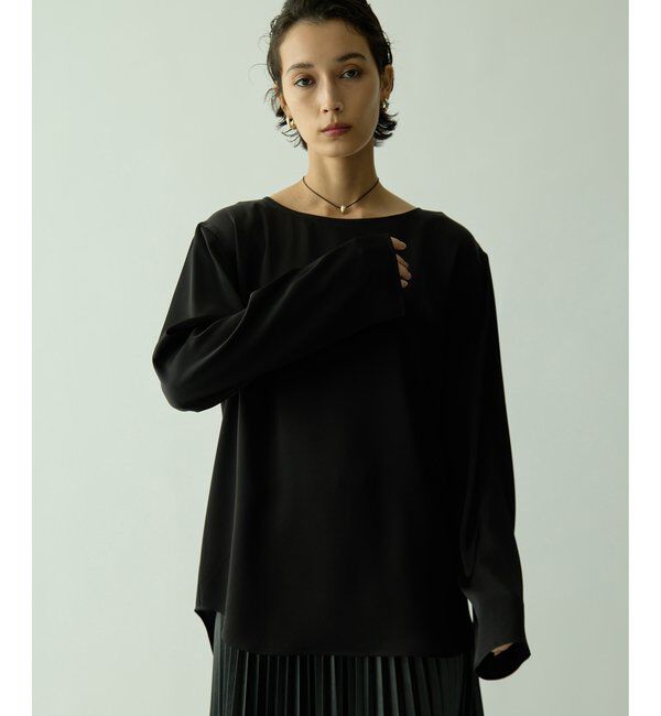 Drawing Numbers「【Drawing Numbers】サテンボートブラウス」|シャツ・ブラウス|