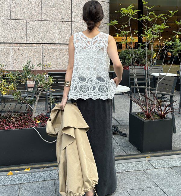  「刺繍前後2WAYレースタンク」|シャツ・ブラウス|