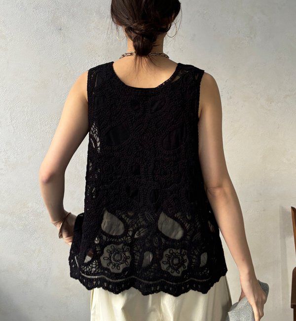  「刺繍前後2WAYレースタンク」|シャツ・ブラウス|