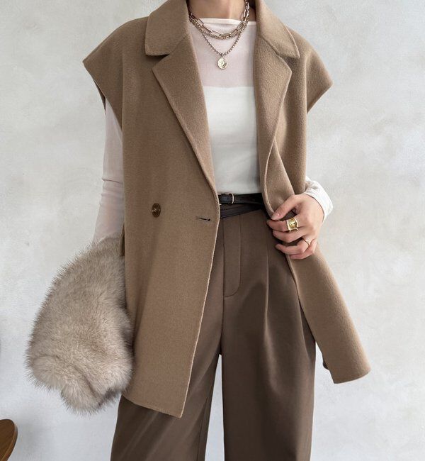  「BIGシルエットジャケットベスト」|ベスト・ジレ|ベージュ