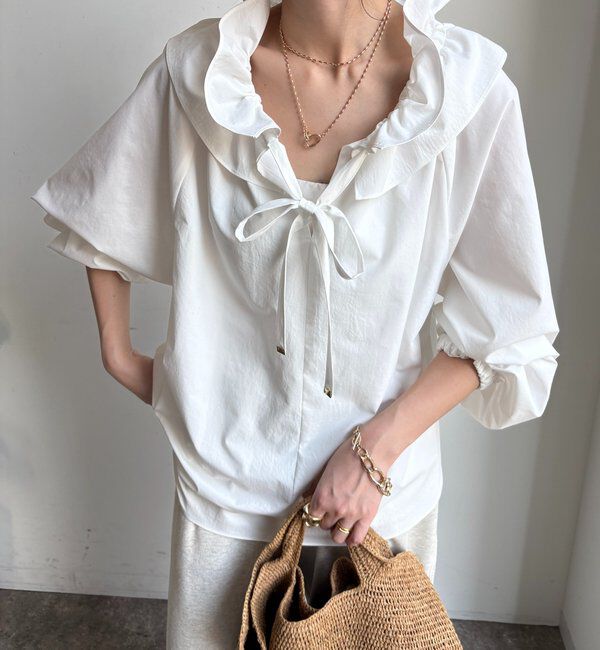  「ダブルフリルカラーブラウス」|シャツ・ブラウス|