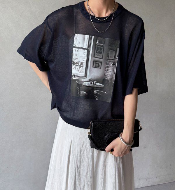  「【WEB限定】プリントシアーニットプルオーバー」|Tシャツ・カットソー|