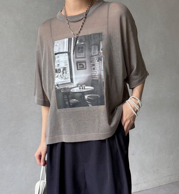  「【WEB限定】プリントシアーニットプルオーバー」|Tシャツ・カットソー|