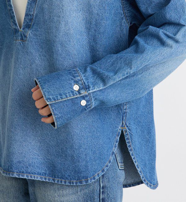  「【MONN.:.(モン)】スキッパーデニムシャツ」|シャツ・ブラウス|