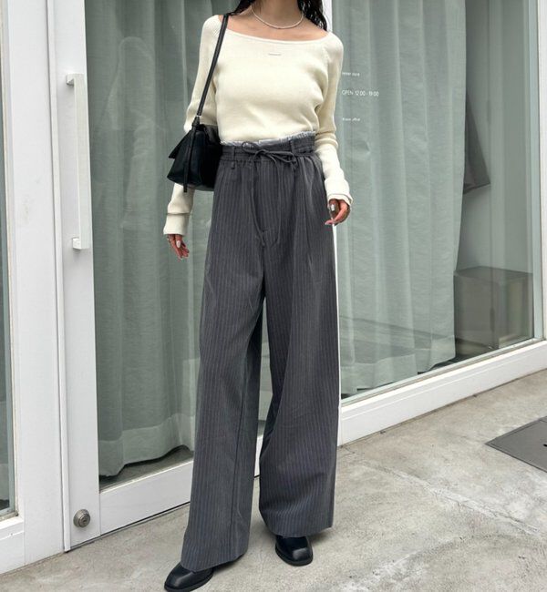  「プレート付きクルーリブニット」|ニット・セーター|