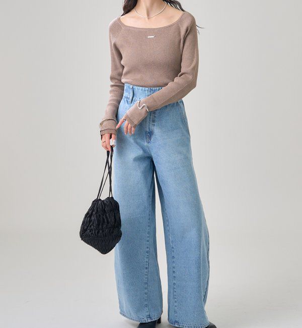  「プレート付きクルーリブニット」|ニット・セーター|