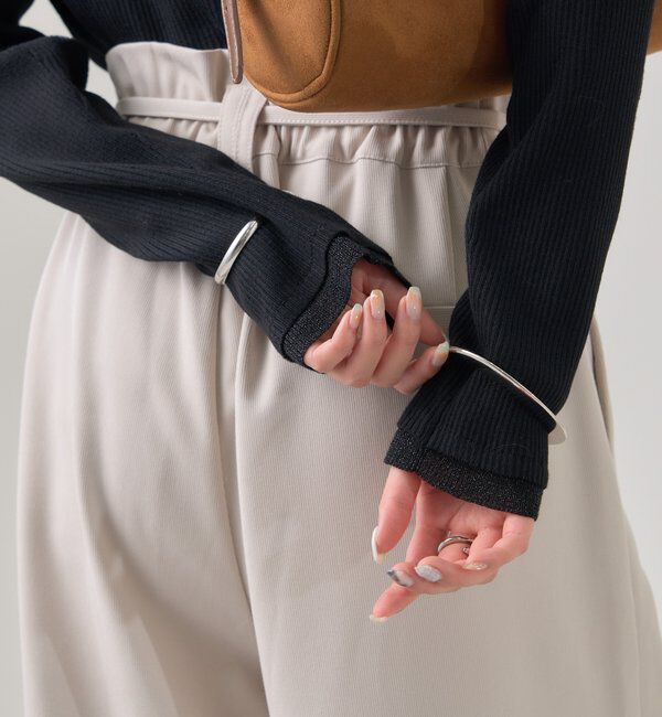  「プレート付きクルーリブニット」|ニット・セーター|