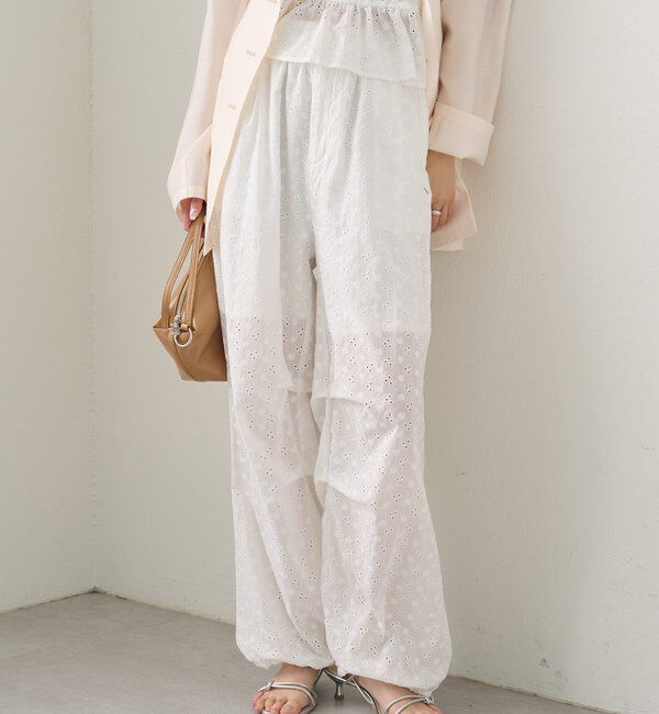  「コットン刺繍ドロストパンツ」|チノ|