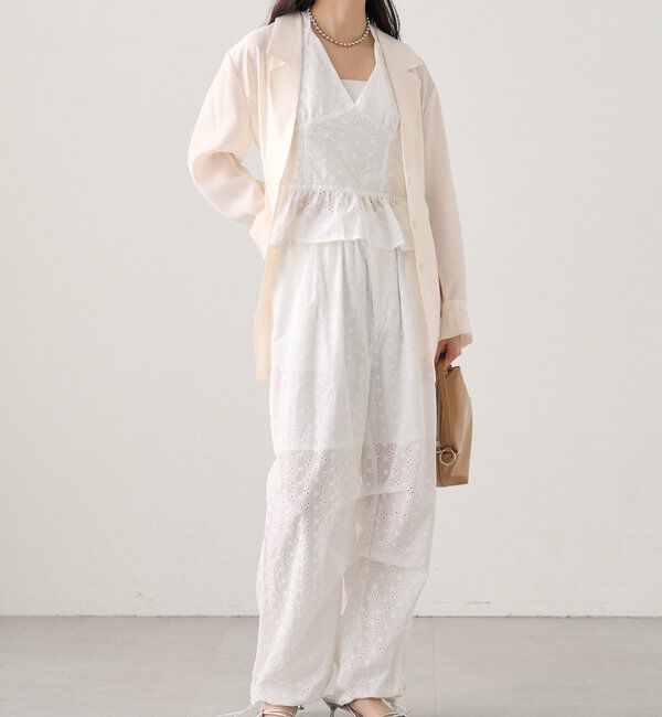  「コットン刺繍ドロストパンツ」|チノ|