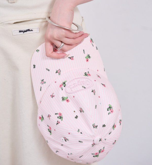  「フラワーストライプキャップ」|ハット|ピンク