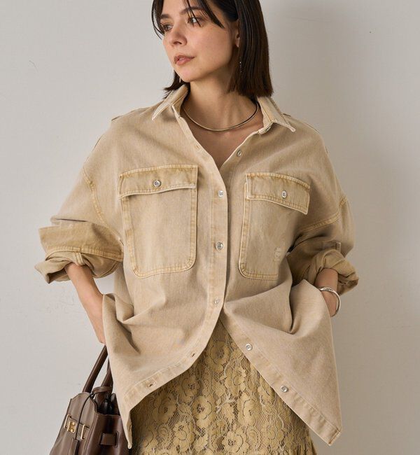  「ダメージデニムシャツ」|シャツ・ブラウス|ベージュ