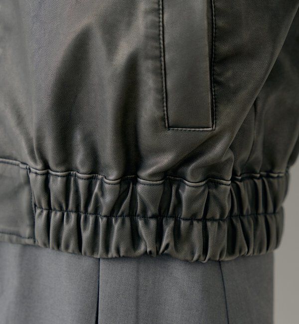  「【ファー取り外し可能】フェイクレザールーズジップブルゾン」|ブルゾン・スタジャン|