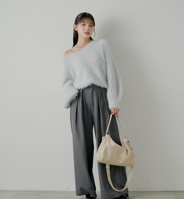  「タイ付きメランジルーズニット」|ニット・セーター|