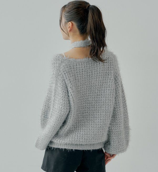  「タイ付きメランジルーズニット」|ニット・セーター|