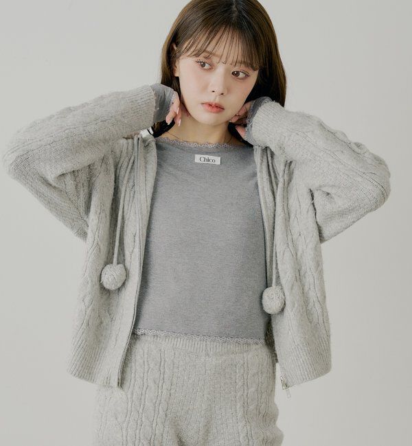  「前後2wayレースギャザーロンT」|Tシャツ・カットソー|