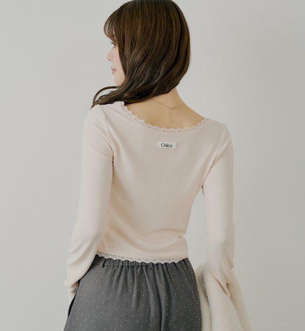  「前後2wayレースギャザーロンT」|Tシャツ・カットソー|