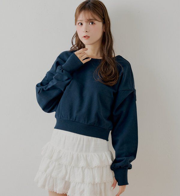  「【SALON by Chico/一部店舗限定】バックレースアップクルースウェット」|Tシャツ・カットソー|