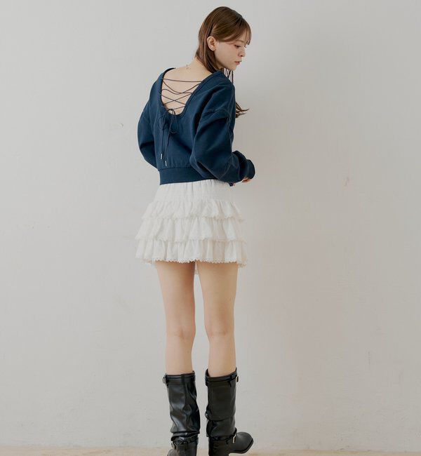  「【SALON by Chico/一部店舗限定】バックレースアップクルースウェット」|Tシャツ・カットソー|