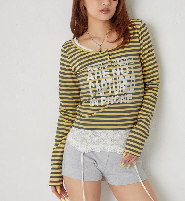  「メッセージドットリングヘンリートップス」|Tシャツ・カットソー|ネイビー