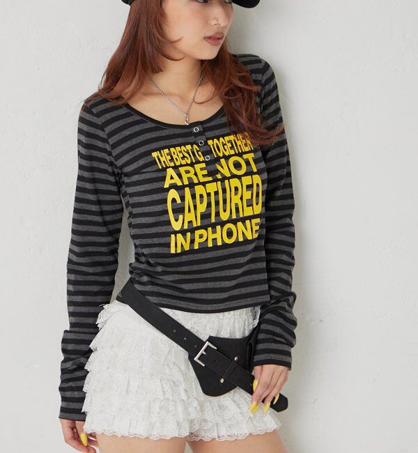  「メッセージドットリングヘンリートップス」|Tシャツ・カットソー|チャコールグレー