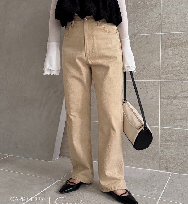  「【コラボ限定カラー/ホワイト・ベージュ】13ozハイウエストストレートデニム」|デニム|