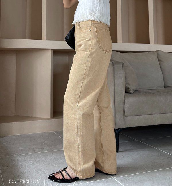  「【コラボ限定カラー/ホワイト・ベージュ】13ozハイウエストストレートデニム」|デニム|