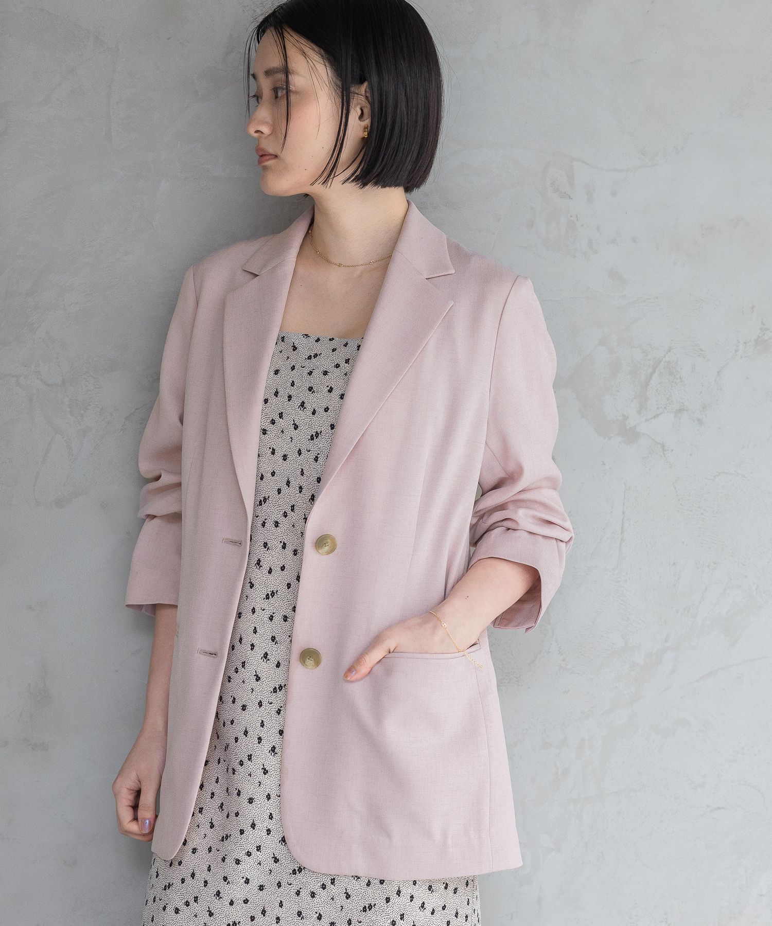 A part by 「【多機能・Sサイズ展開】リネンライクシングルジャケット」|テーラードジャケット|