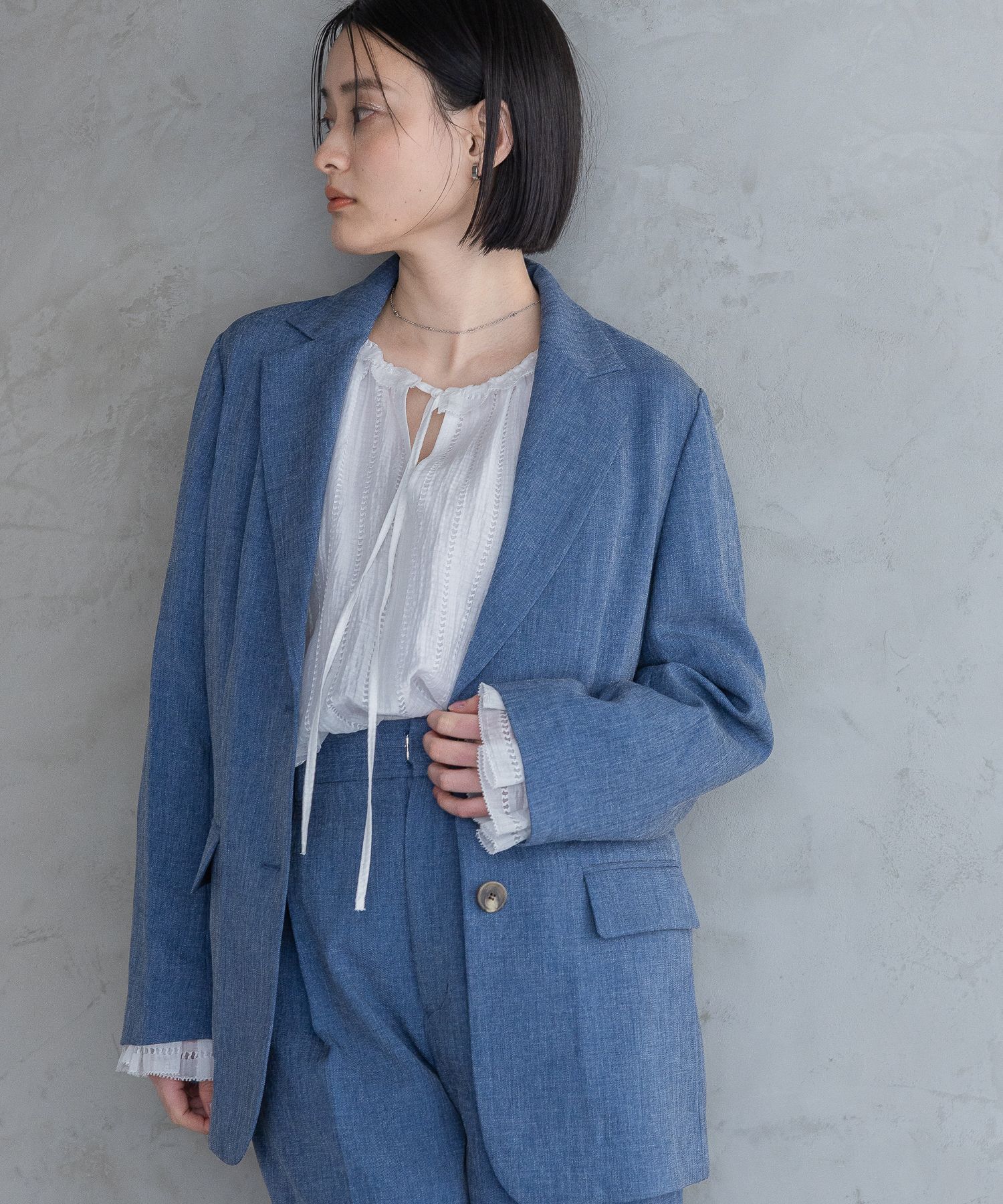 A part by 「【多機能・Sサイズ展開】リネンライクシングルジャケット」|テーラードジャケット|